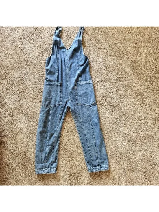 Free People We The Free High Roller Sapphire Blue Sz SMALL Free People Overalls - Picture 3 of 13